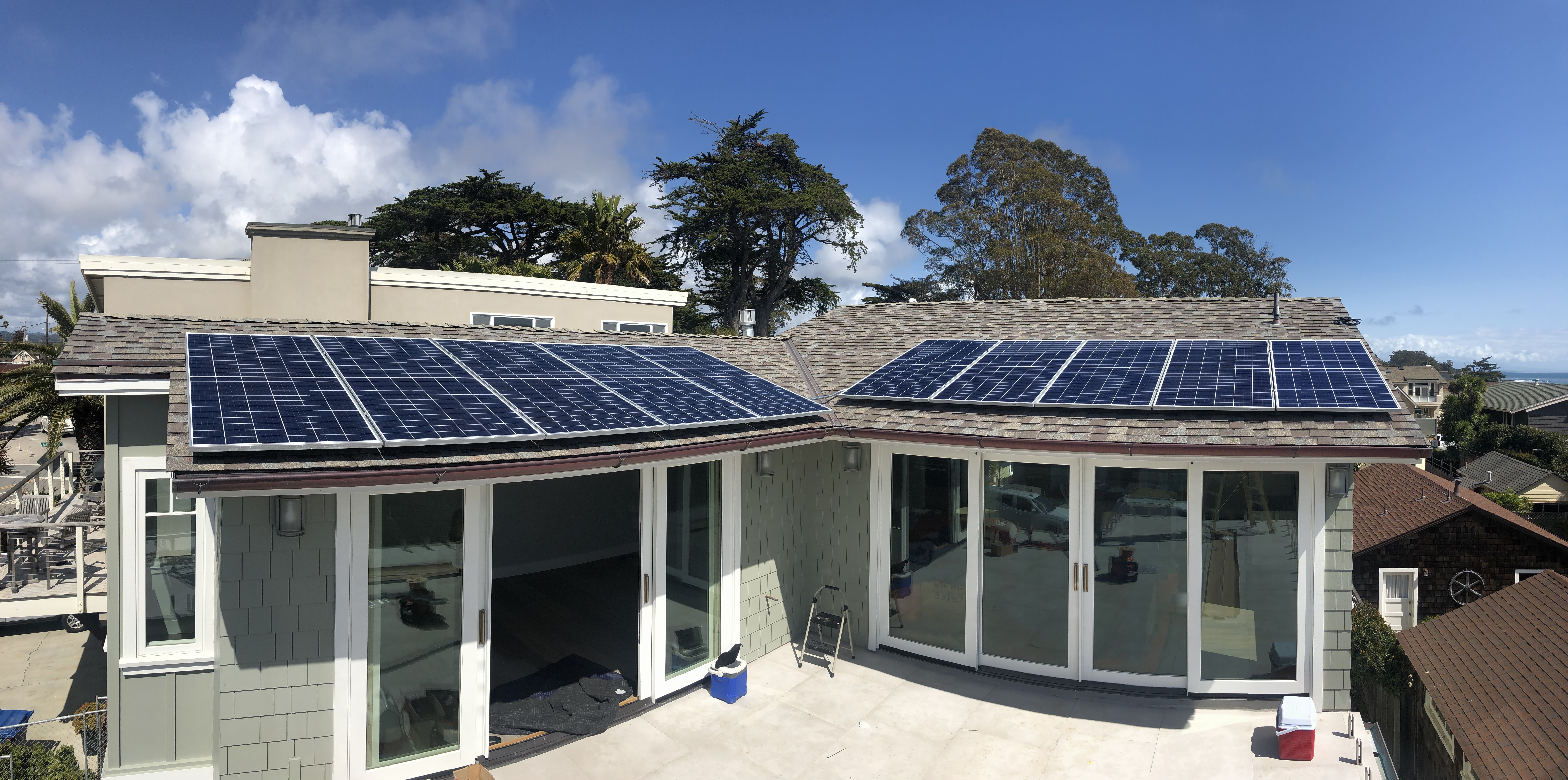 Coastal home rooftop solar panels