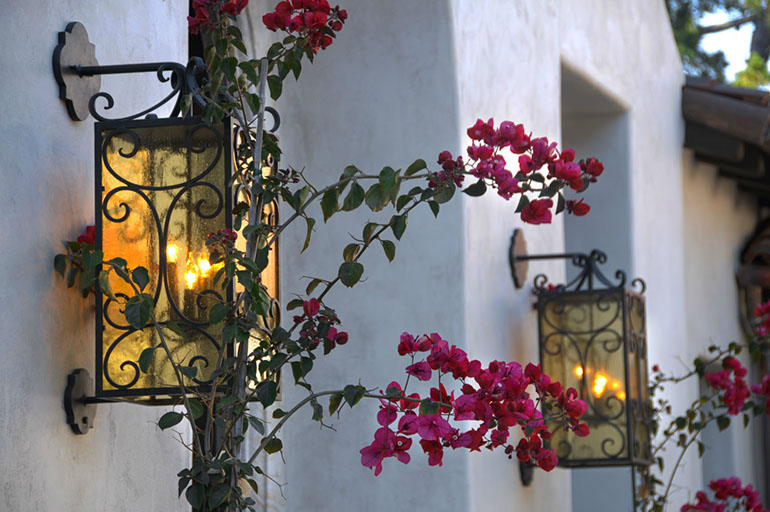Wrought iron exterior sconce lanterns